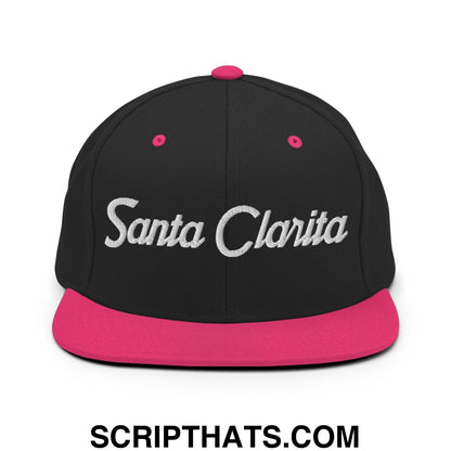 Santa Clarita Script Snapback Hat Black Neon Pink