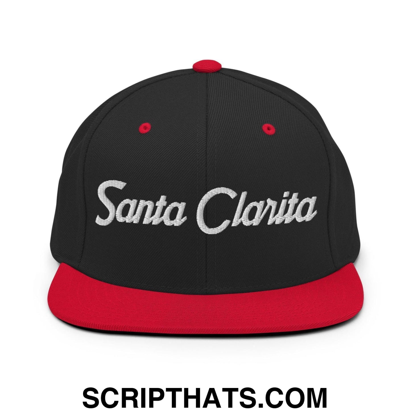 Santa Clarita Script Snapback Hat Black Red
