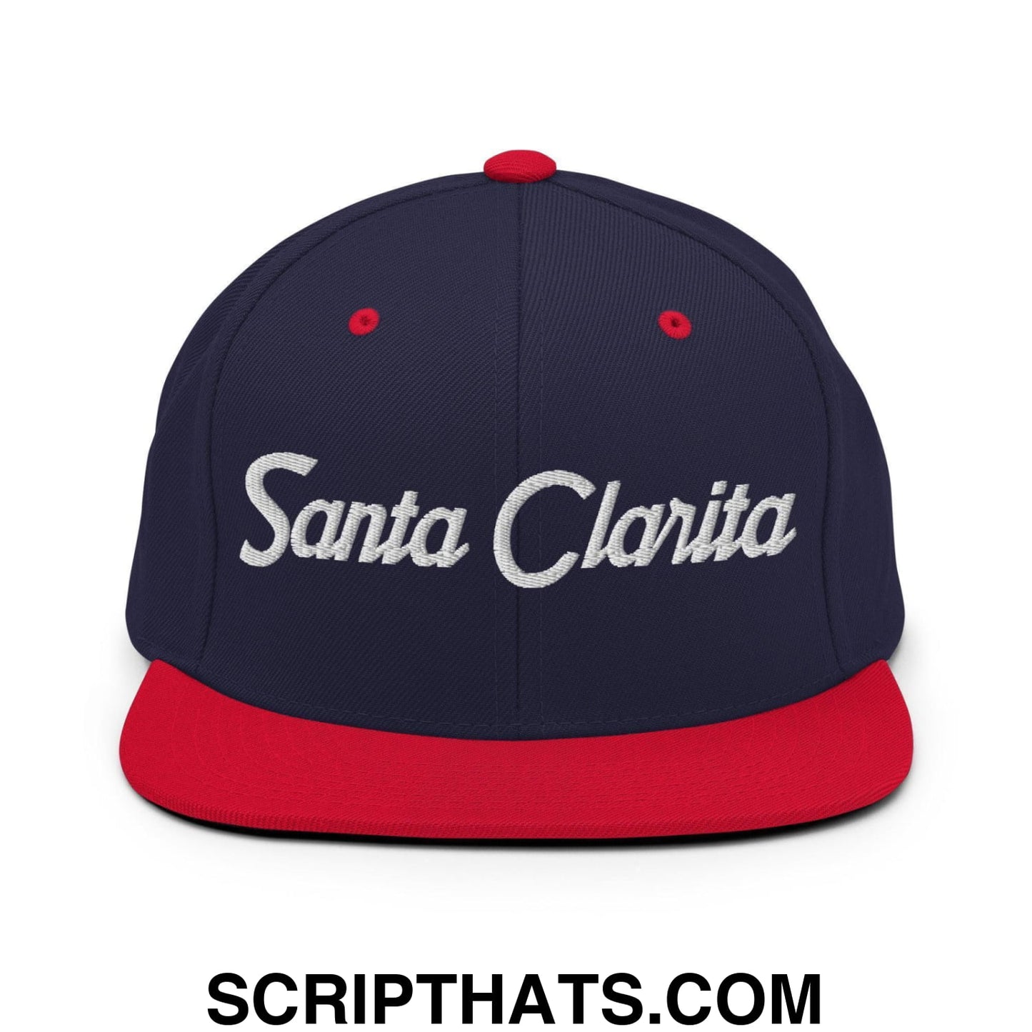 Santa Clarita Script Snapback Hat Navy Red
