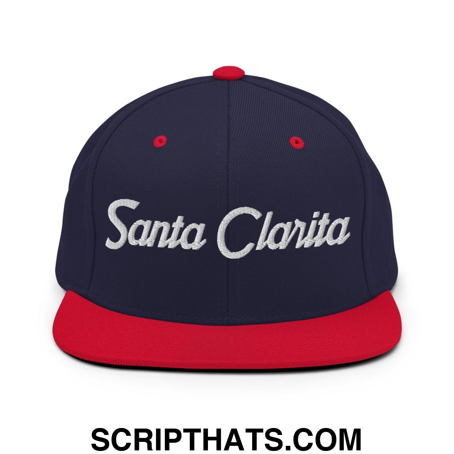 Santa Clarita Script Snapback Hat Navy Red