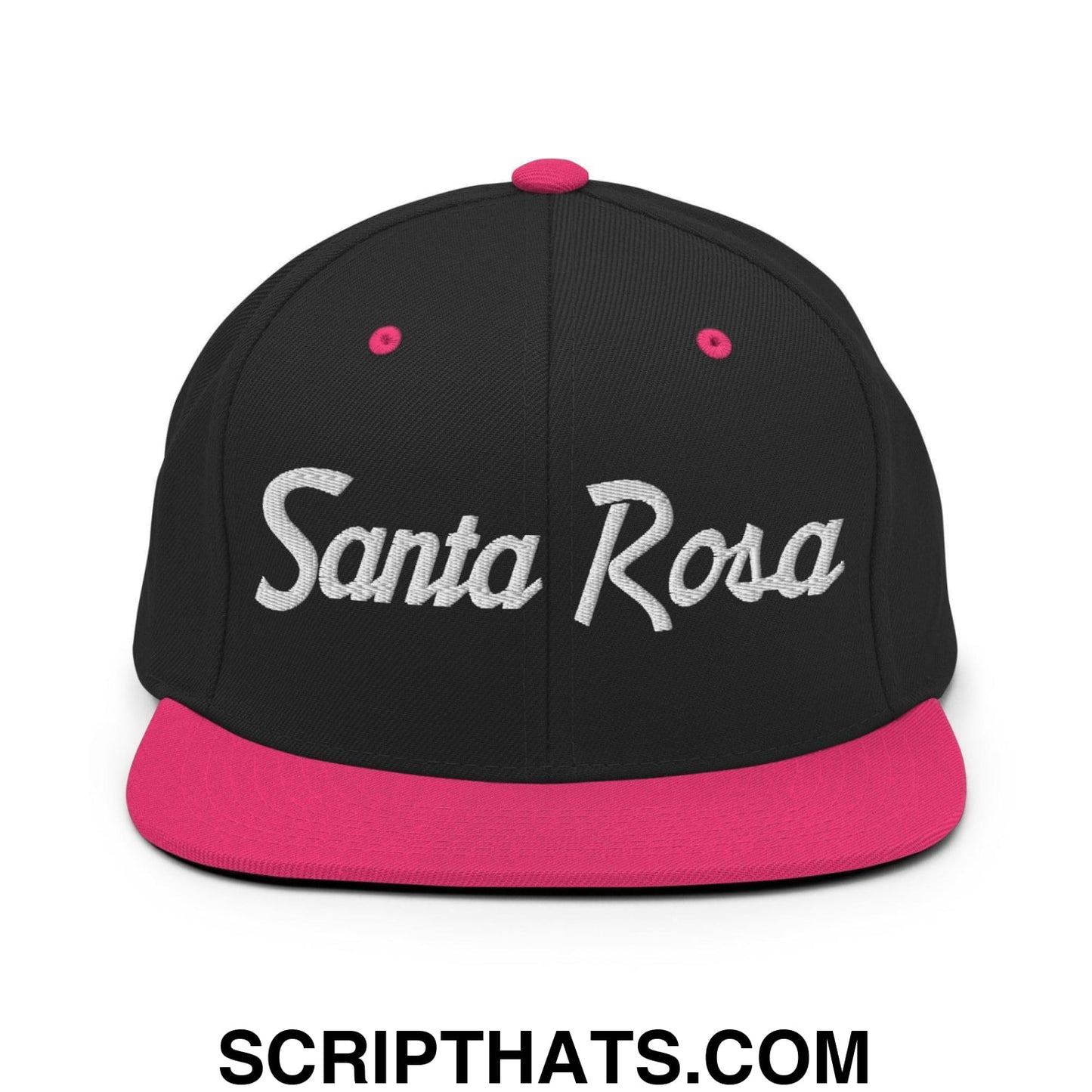 Santa Rosa Script Snapback Hat Black Neon Pink