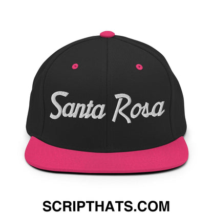 Santa Rosa Script Snapback Hat Black Neon Pink