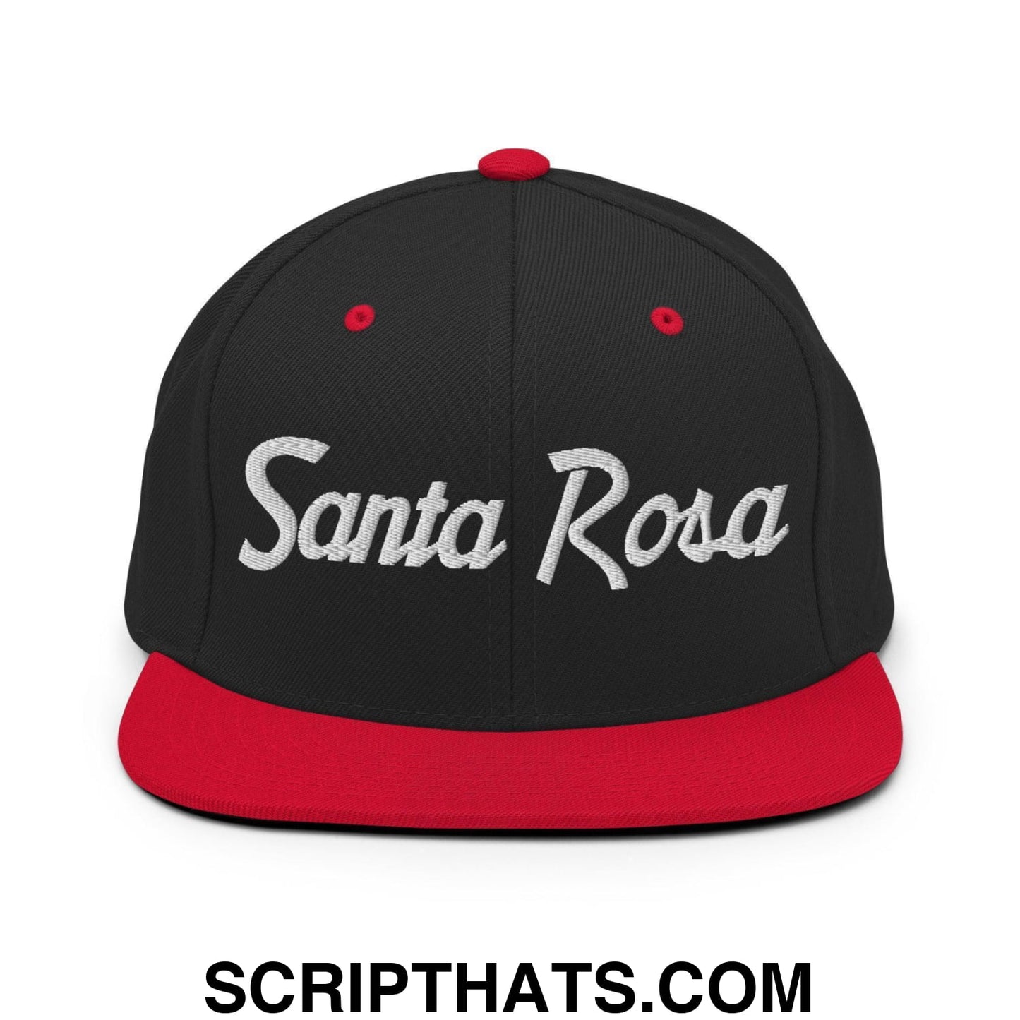 Santa Rosa Script Snapback Hat Black Red