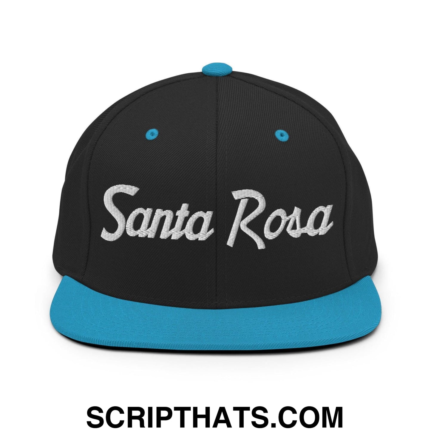 Santa Rosa Script Snapback Hat Black Teal