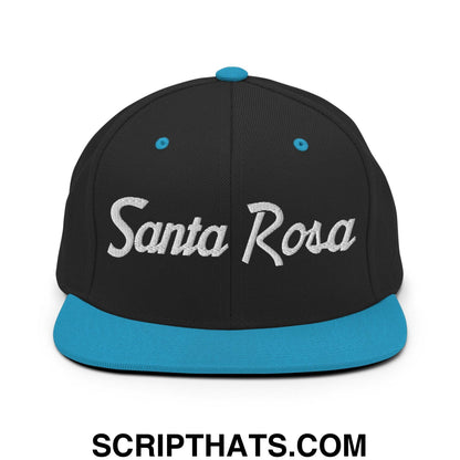 Santa Rosa Script Snapback Hat Black Teal