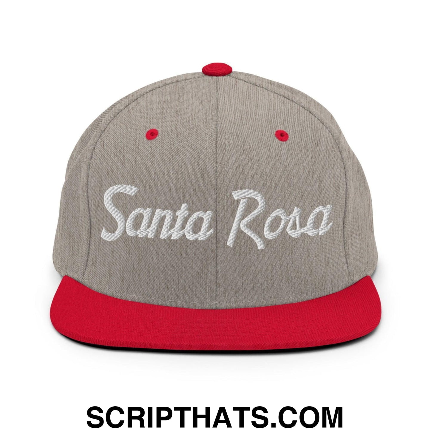 Santa Rosa Script Snapback Hat Heather Grey Red