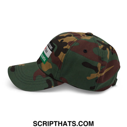 Saoirse don Phalaistin embroidered unstructured dad hat with green brown and black camouflage pattern baseball cap