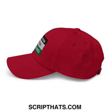 Red saoirse don phalaistin embroidered unstructured dad hat with a patch showing flag colors and text