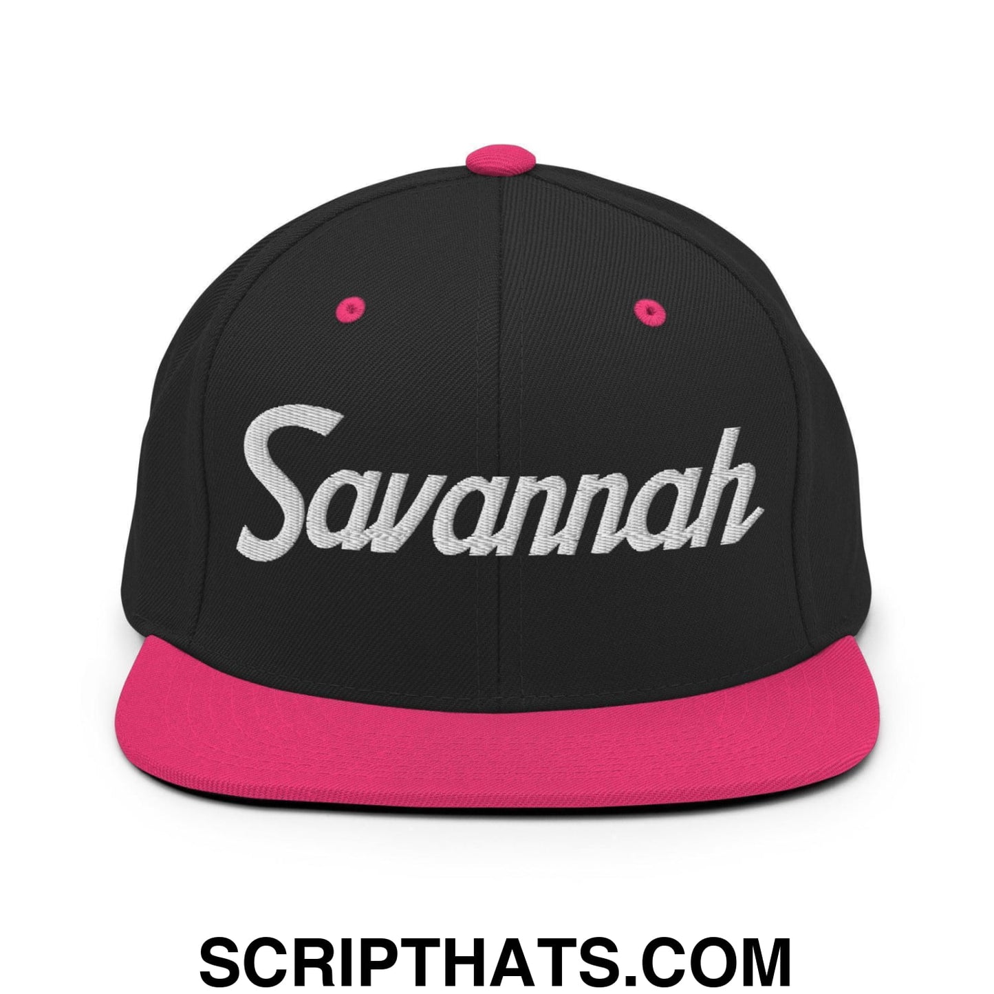 Savannah Script Snapback Hat Black Neon Pink