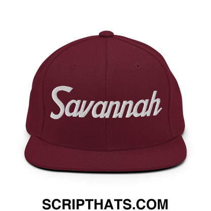 Savannah Script Snapback Hat Maroon