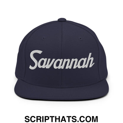 Savannah Script Snapback Hat Navy