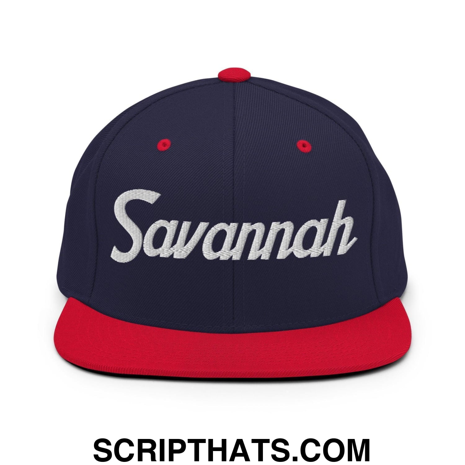 Savannah Script Snapback Hat Navy Red