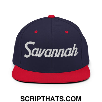 Savannah Script Snapback Hat Navy Red