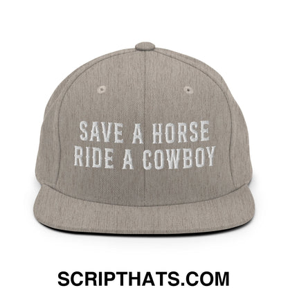 Save a Horse Ride a Cowboy Embroidered Flat Bill Brim Snapback Hat Heather Grey
