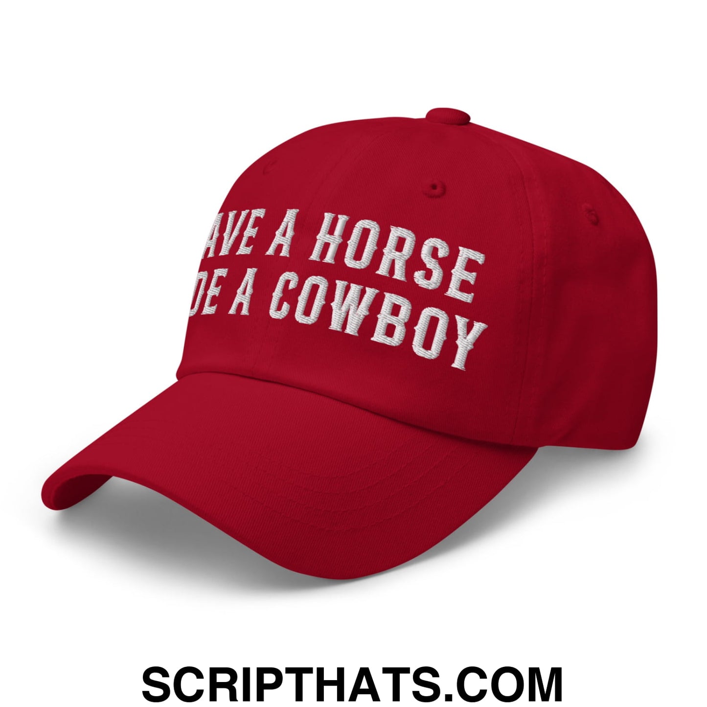 Save a Horse Ride a Cowboy Embroidered Unstructured Dad Hat Cranberry