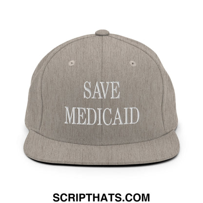 Save Medicaid Embroidered Flat Brim Bill Snapback Hat Heather Grey