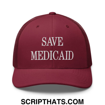 Save Medicaid Embroidered Mesh Trucker Hat Cranberry