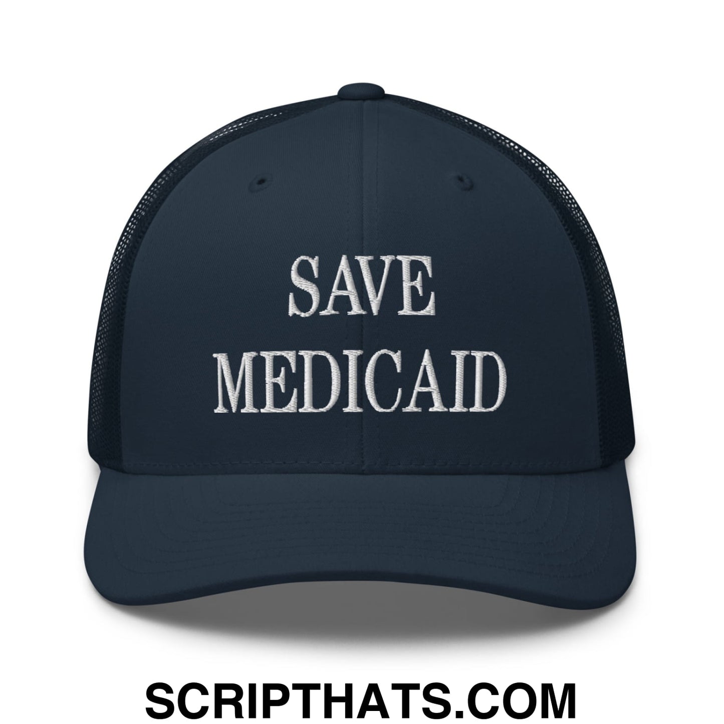 Save Medicaid Embroidered Mesh Trucker Hat Navy