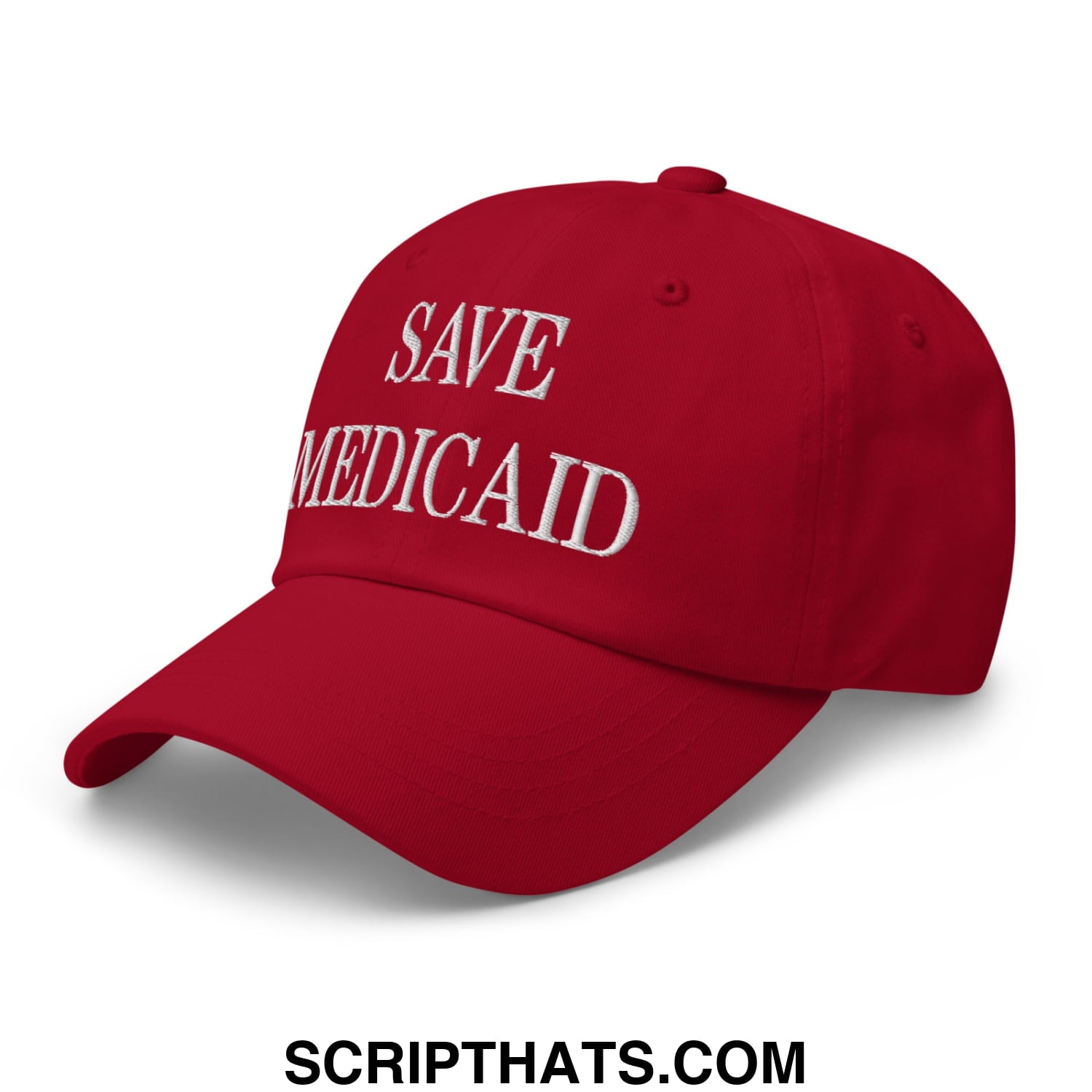 Save Medicaid Embroidered Unstructured Dad Hat Cranberry