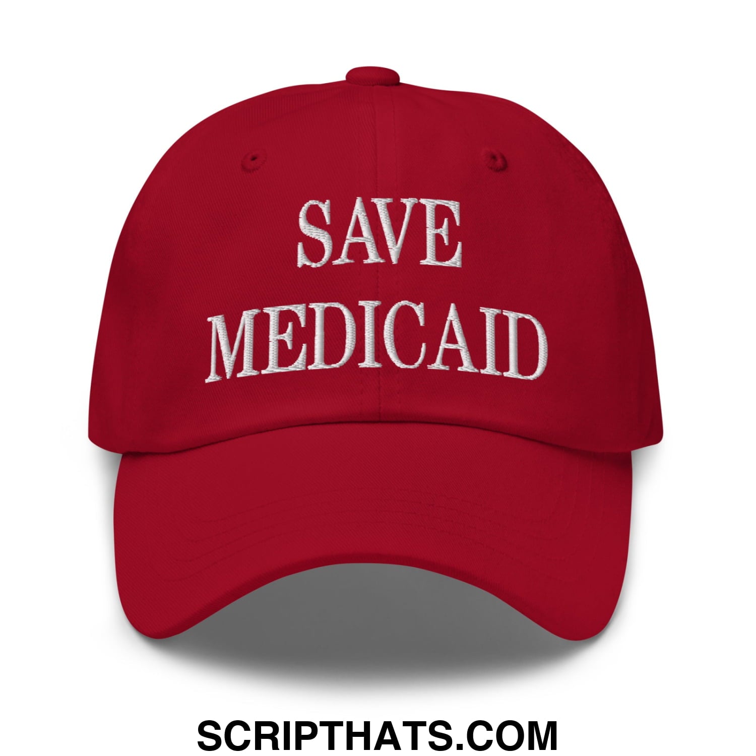 Save Medicaid Embroidered Unstructured Dad Hat Cranberry