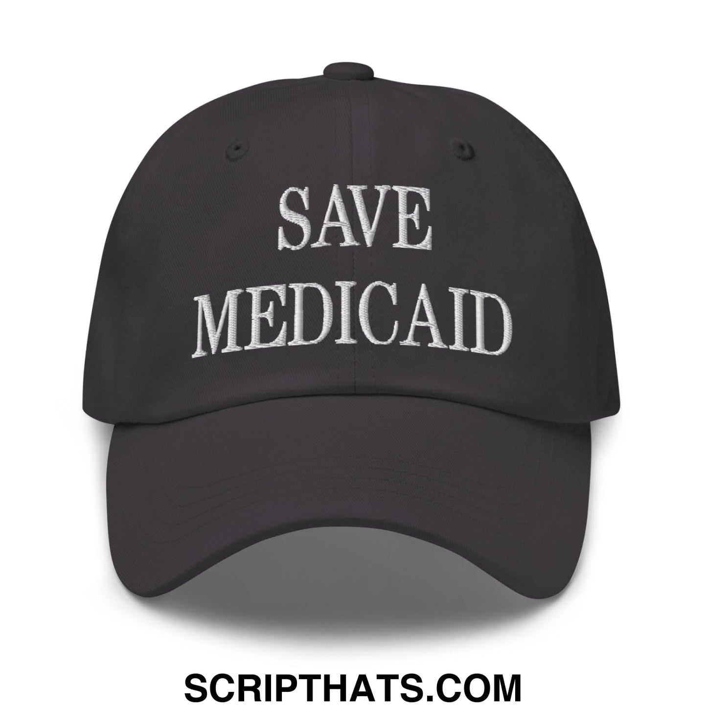 Save Medicaid Embroidered Unstructured Dad Hat Dark Grey