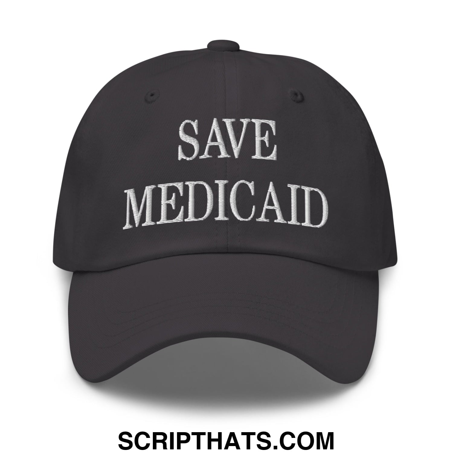 Save Medicaid Embroidered Unstructured Dad Hat Dark Grey