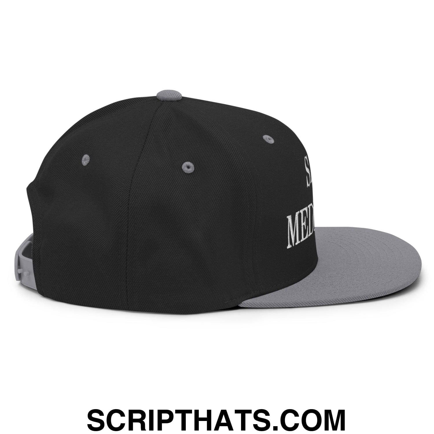 Save Medicare Embroidered Flat Brim Bill Snapback Hat Black Silver