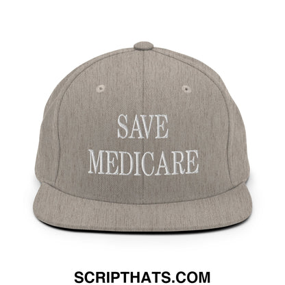 Save Medicare Embroidered Flat Brim Bill Snapback Hat Heather Grey