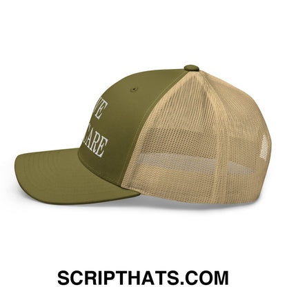 Save Medicare Embroidered Mesh Trucker Hat Moss Khaki