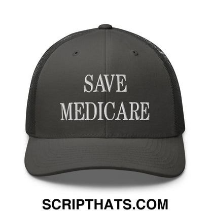 Save Medicare Embroidered Mesh Trucker Hat Charcoal