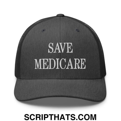 Save Medicare Embroidered Mesh Trucker Hat Dark Heather Gray