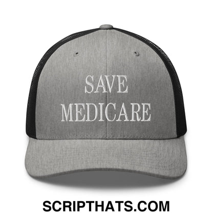 Save Medicare Embroidered Mesh Trucker Hat Heather Black