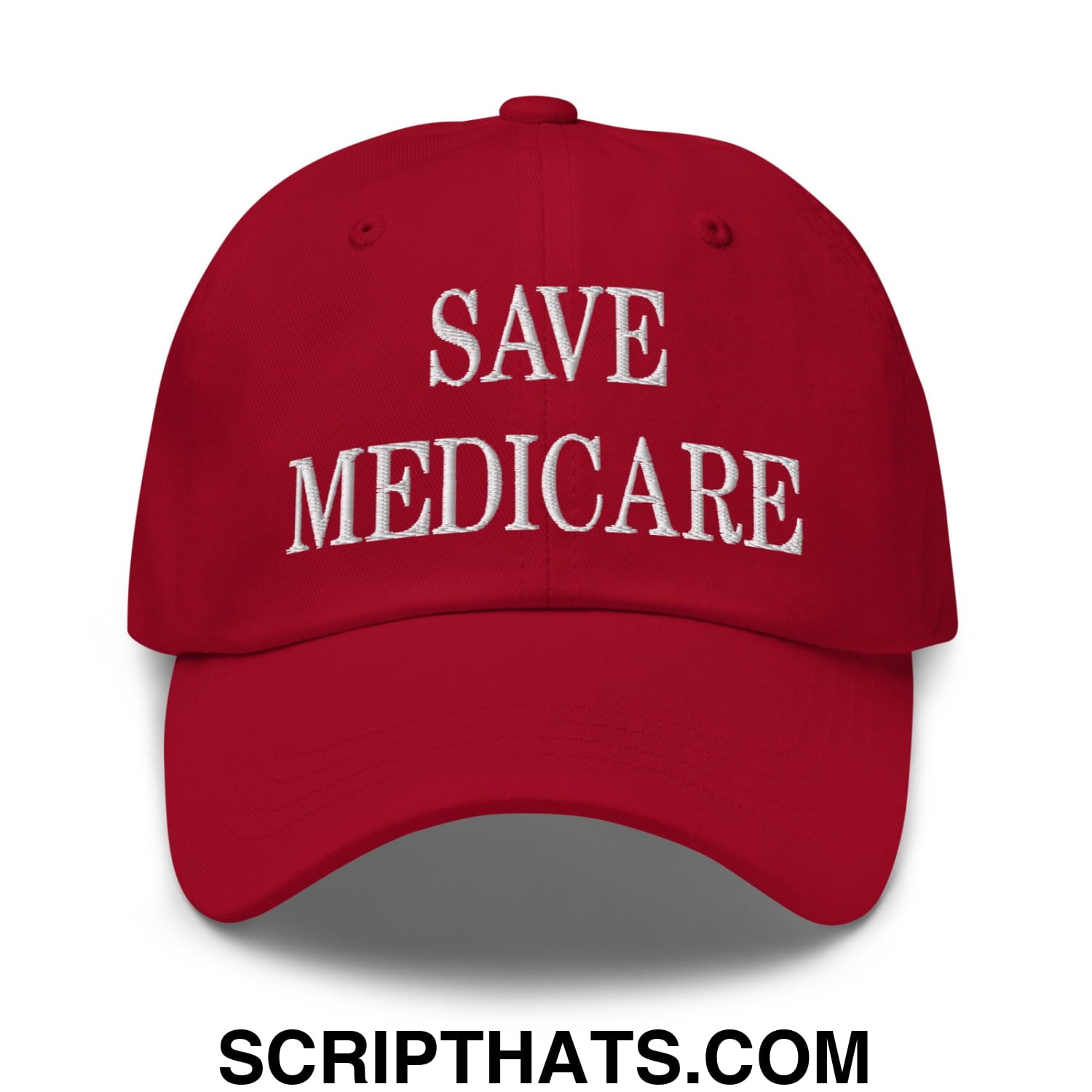 Save Medicare Embroidered Unstructured Dad Hat Cranberry
