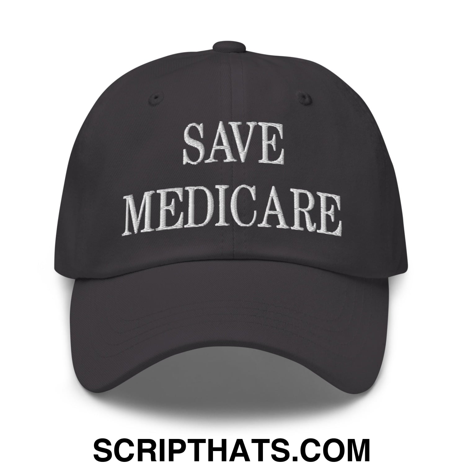 Save Medicare Embroidered Unstructured Dad Hat Dark Grey