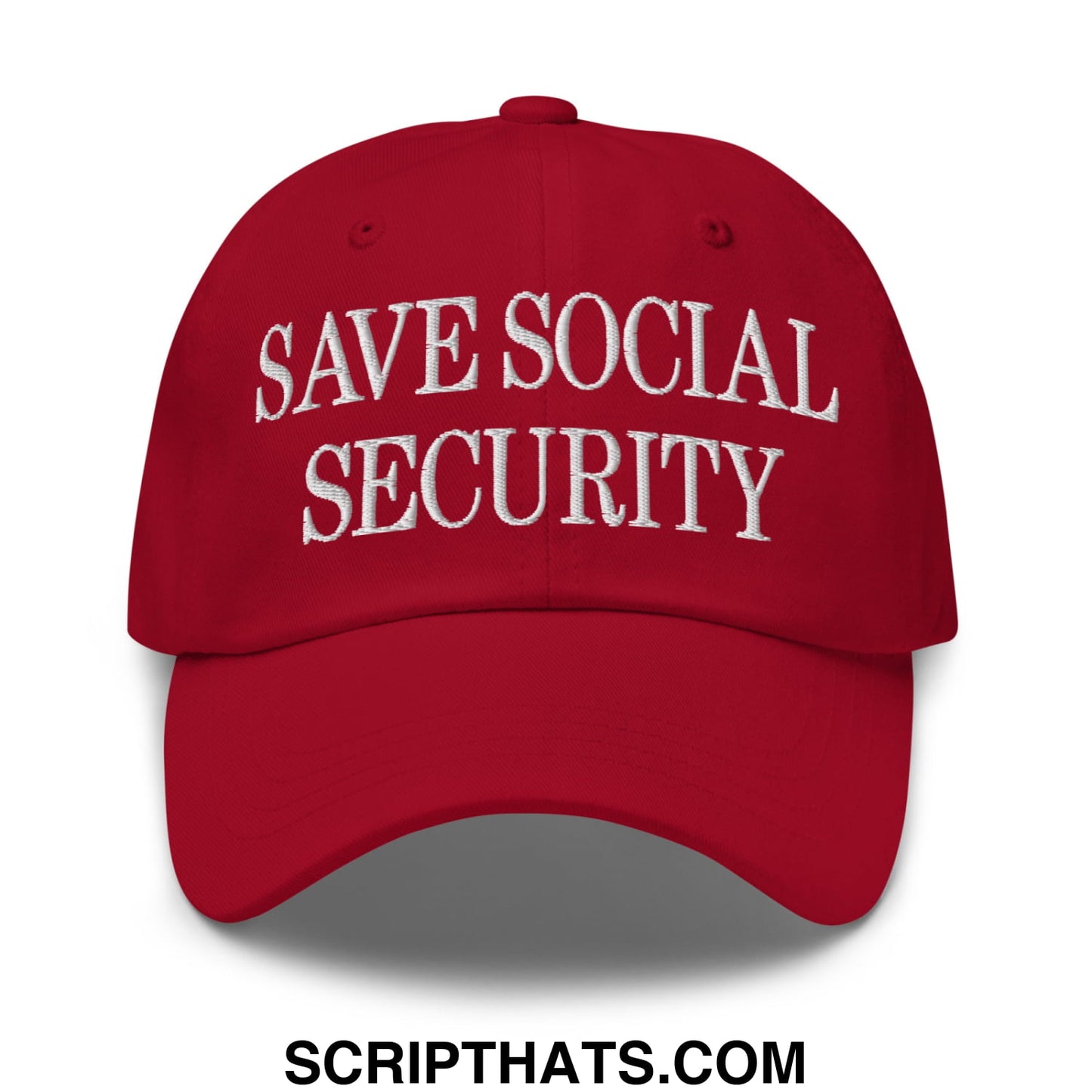 Save Social Security Embroidered Unstructured Dad Hat Cranberry