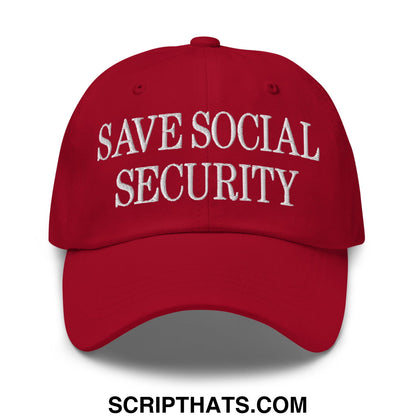 Save Social Security Embroidered Unstructured Dad Hat Cranberry
