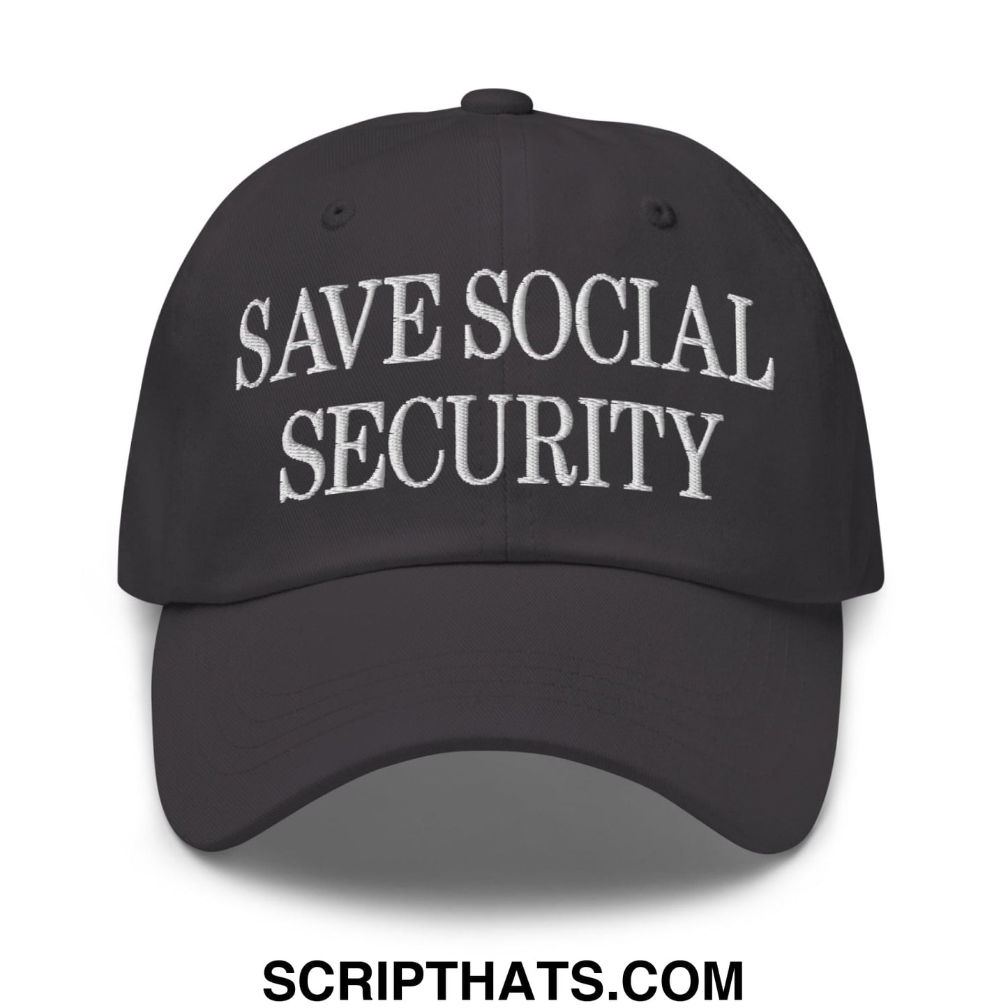 Save Social Security Embroidered Unstructured Dad Hat Dark Grey