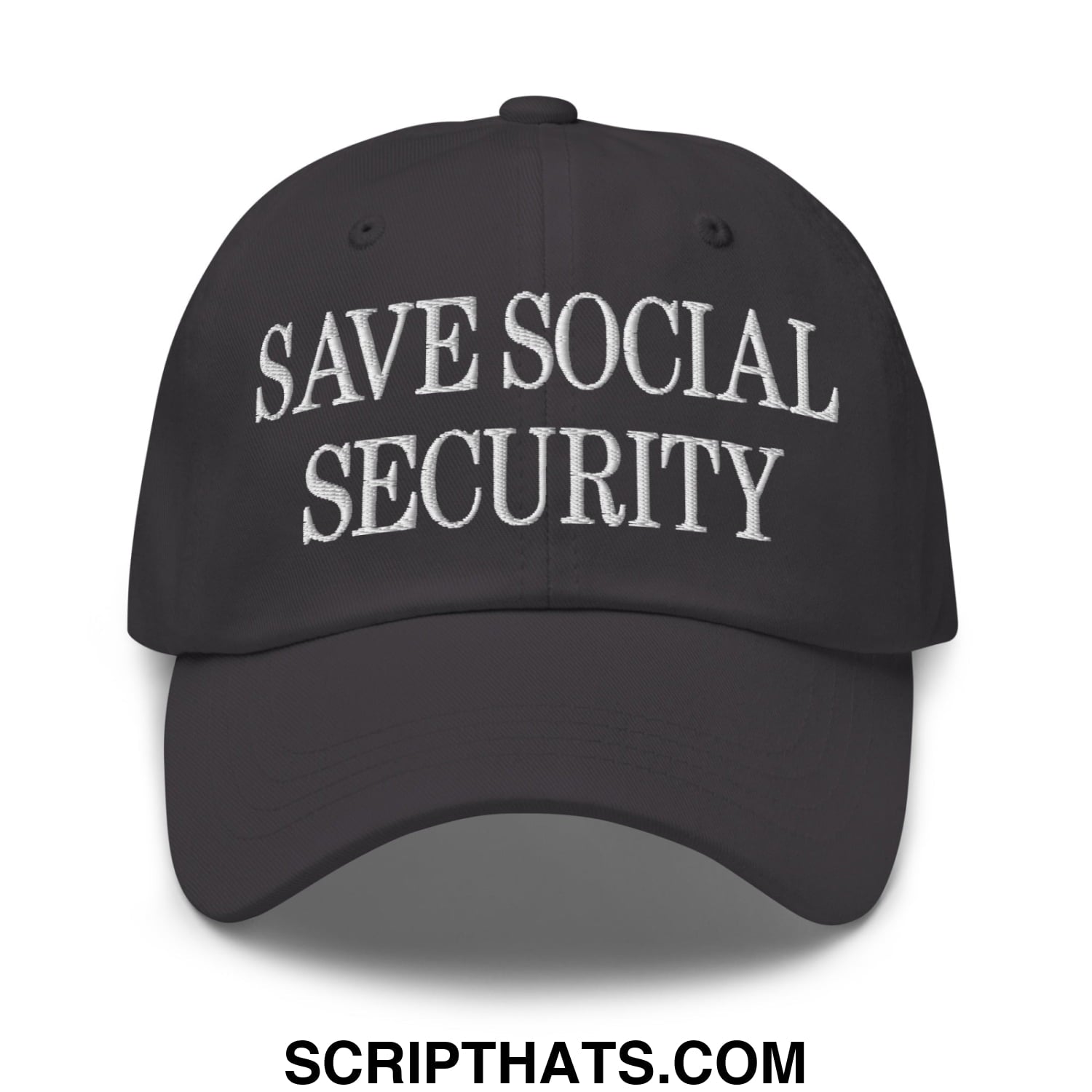 Save Social Security Embroidered Unstructured Dad Hat Dark Grey
