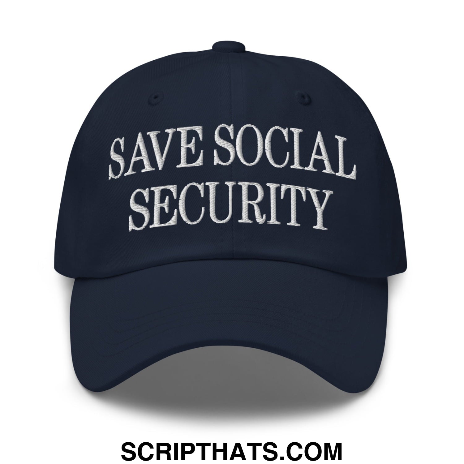 Save Social Security Embroidered Unstructured Dad Hat Navy