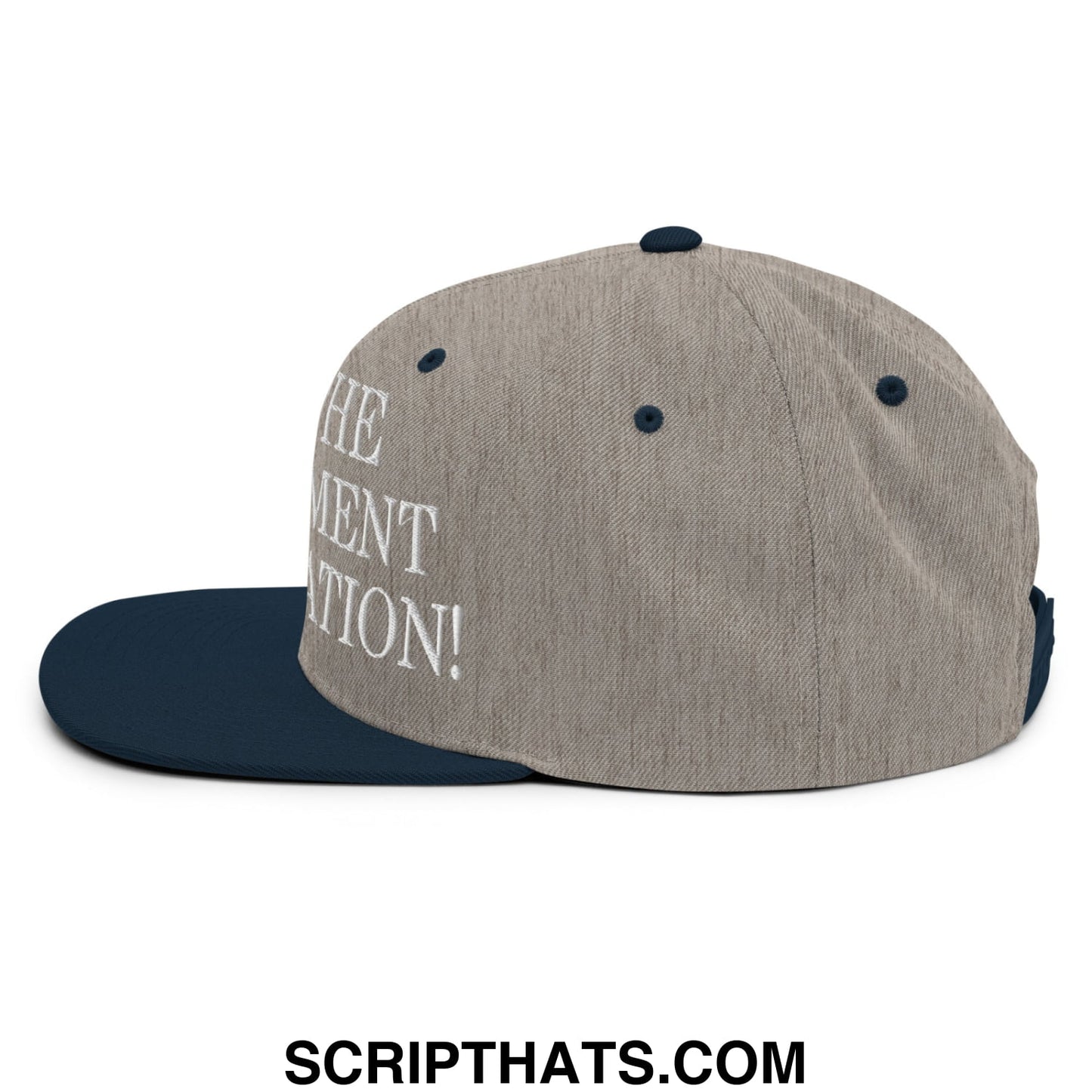 Save The Department of Education DOE Embroidered Flat Bill Brim Snapback Hat Heather Grey Navy