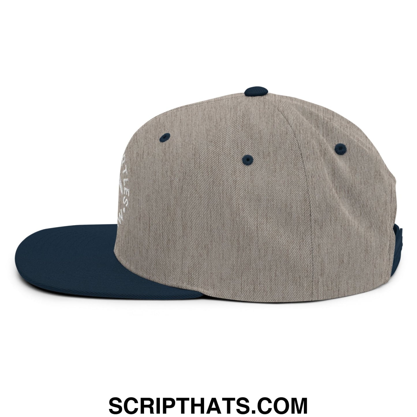 Save The Turtles Hit It Raw Embroidered Flat Bill Brim Snapback Hat Heather Grey Navy