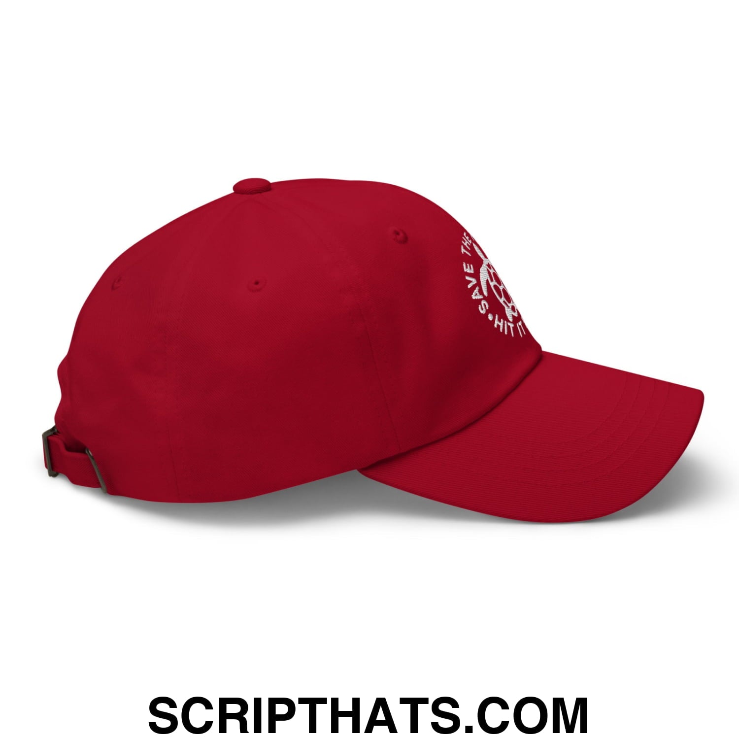 Save The Turtles Hit It Raw Embroidered Unstructured Dad Hat Cranberry