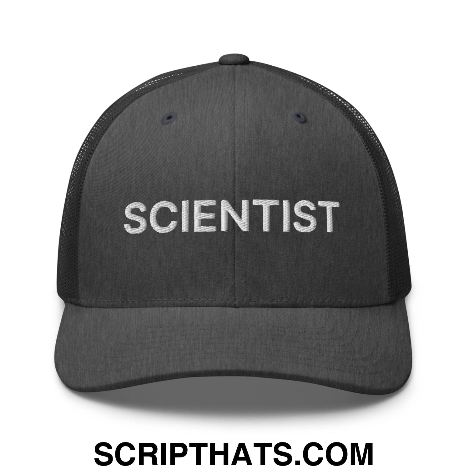 Scientist Embroidered Mesh Trucker Hat Dark Heather Gray