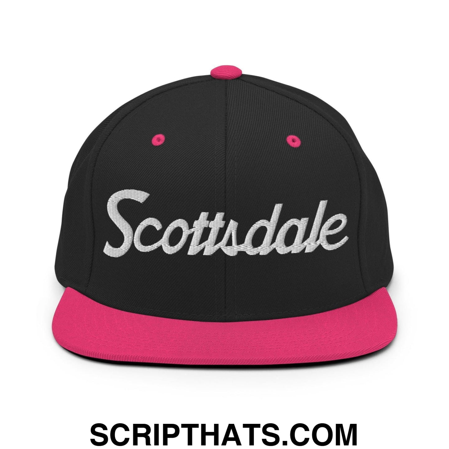 Scottsdale Script Snapback Hat Black Neon Pink