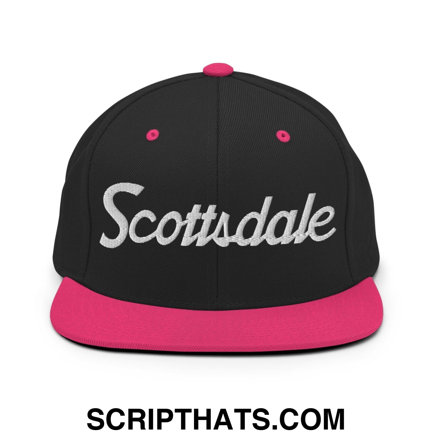 Scottsdale Script Snapback Hat Black Neon Pink