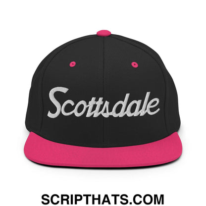 Scottsdale Script Snapback Hat Black Neon Pink