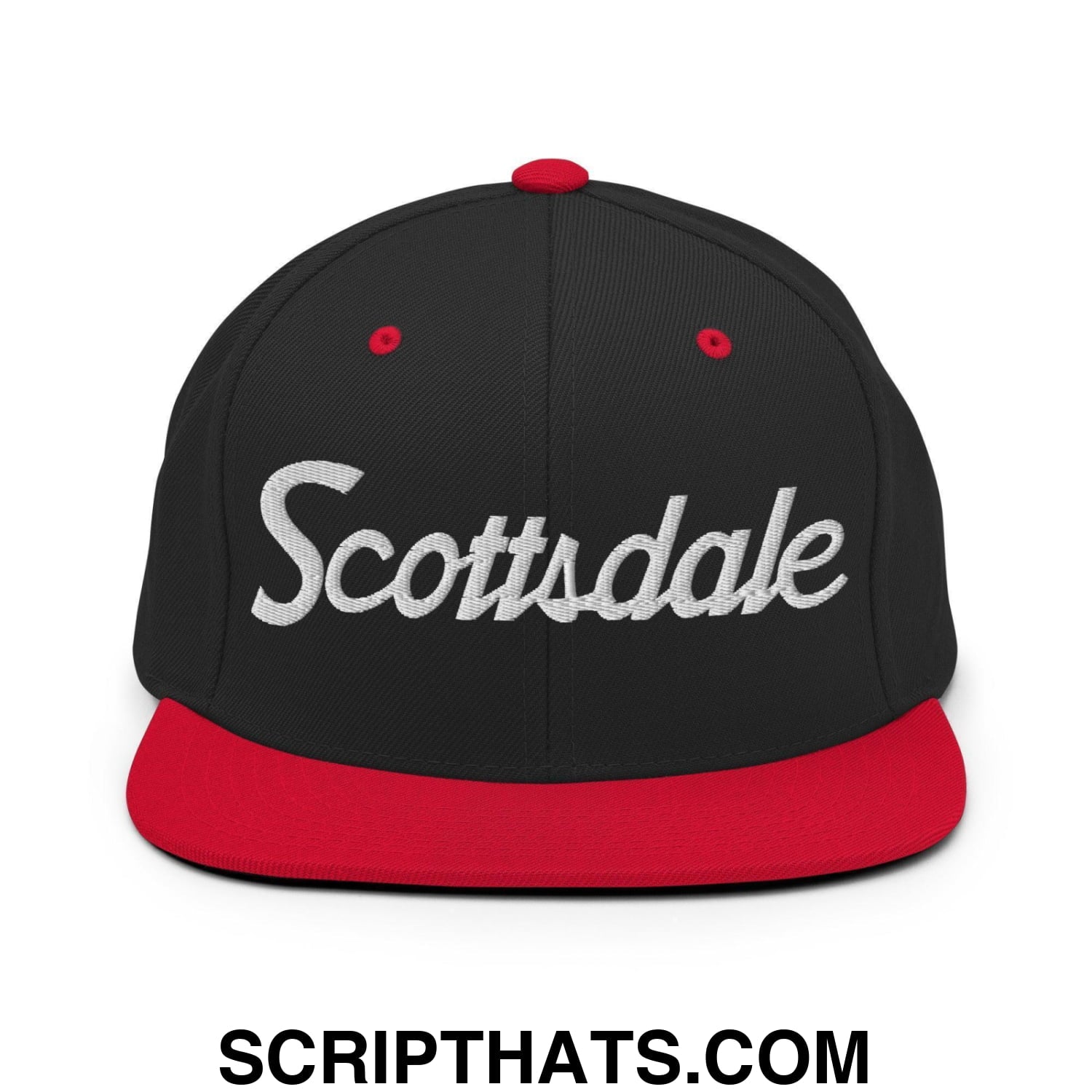 Scottsdale Script Snapback Hat Black Red