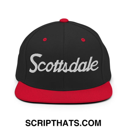 Scottsdale Script Snapback Hat Black Red