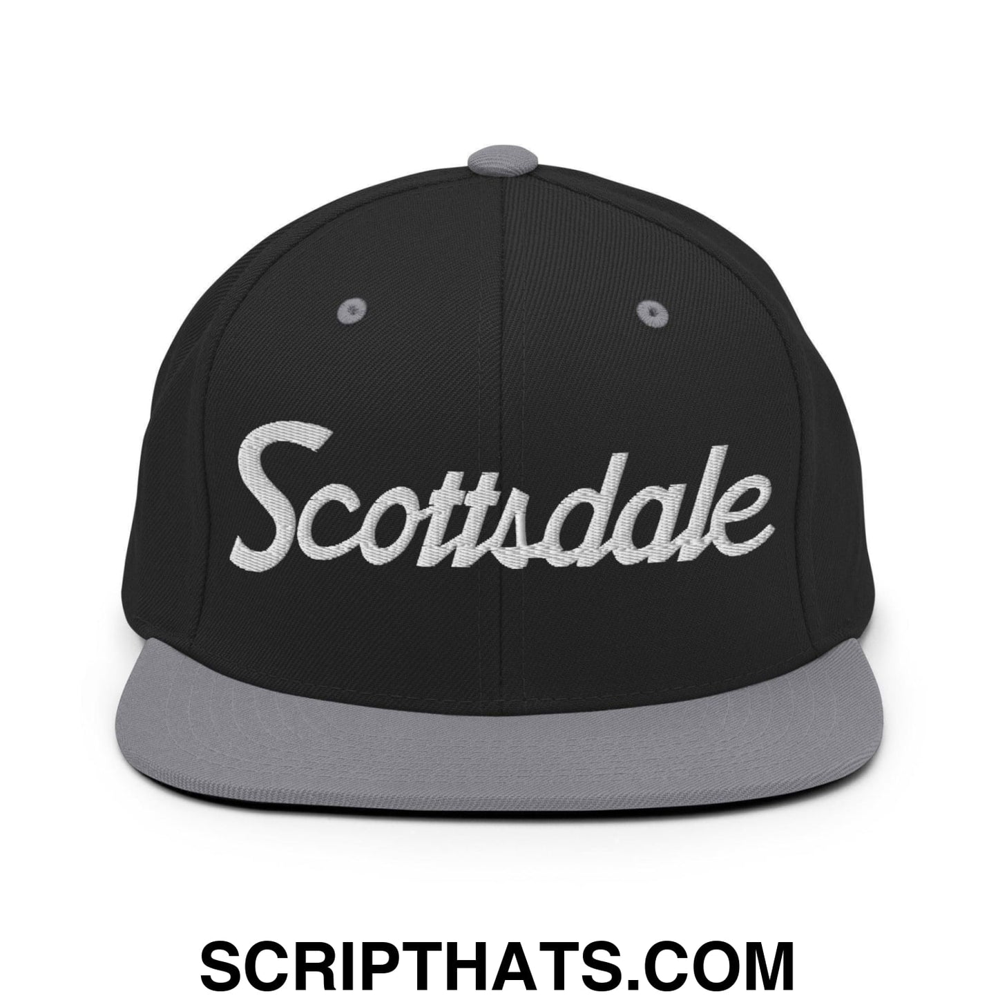 Scottsdale Script Snapback Hat Black Silver