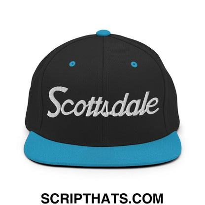 Scottsdale Script Snapback Hat Black Teal